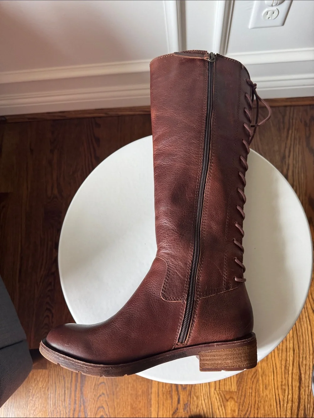 Brown/Tan Leather Knee-High Boots Size 6.5